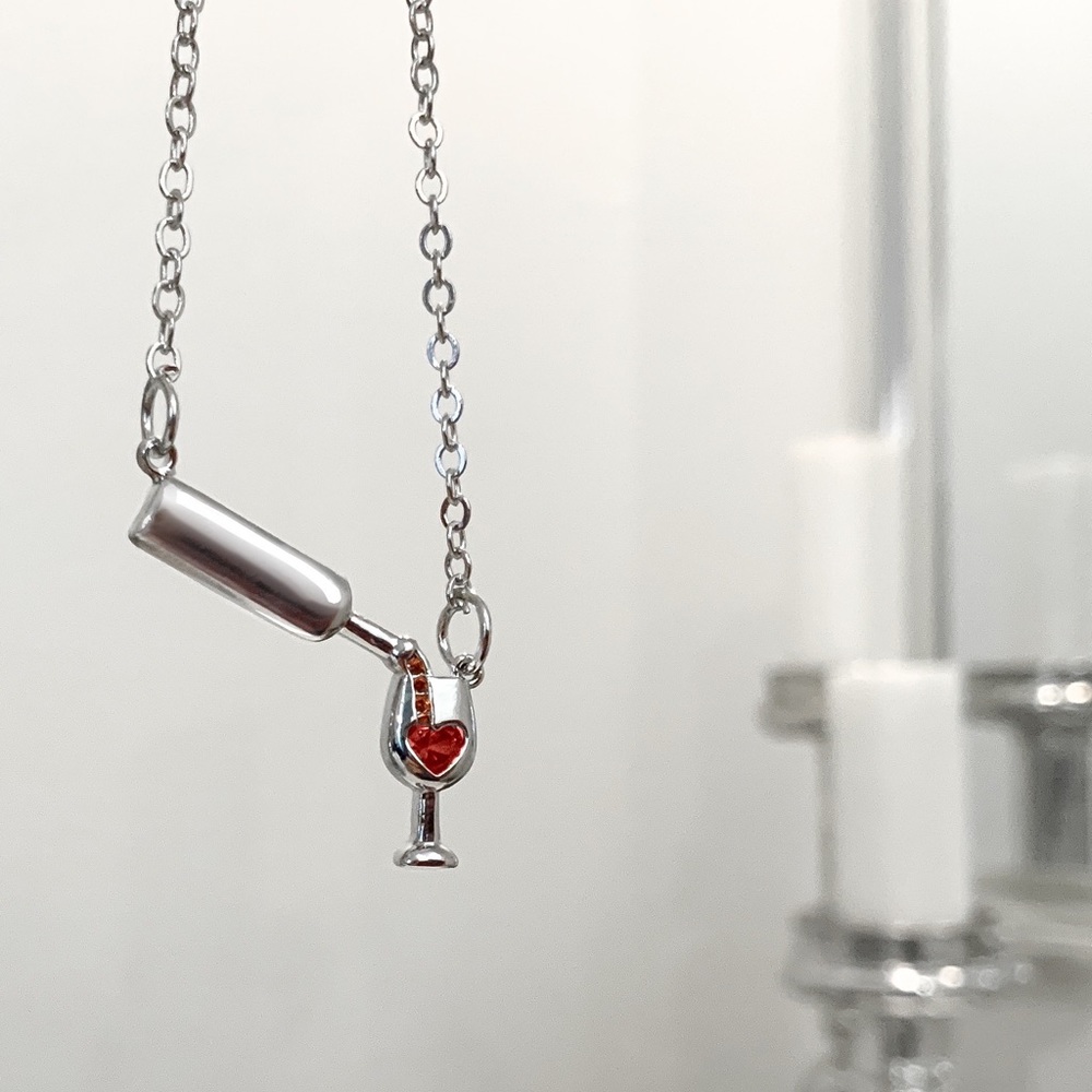 2/$20!  Silver Wine Lovers Necklace - Picture 4 of 8